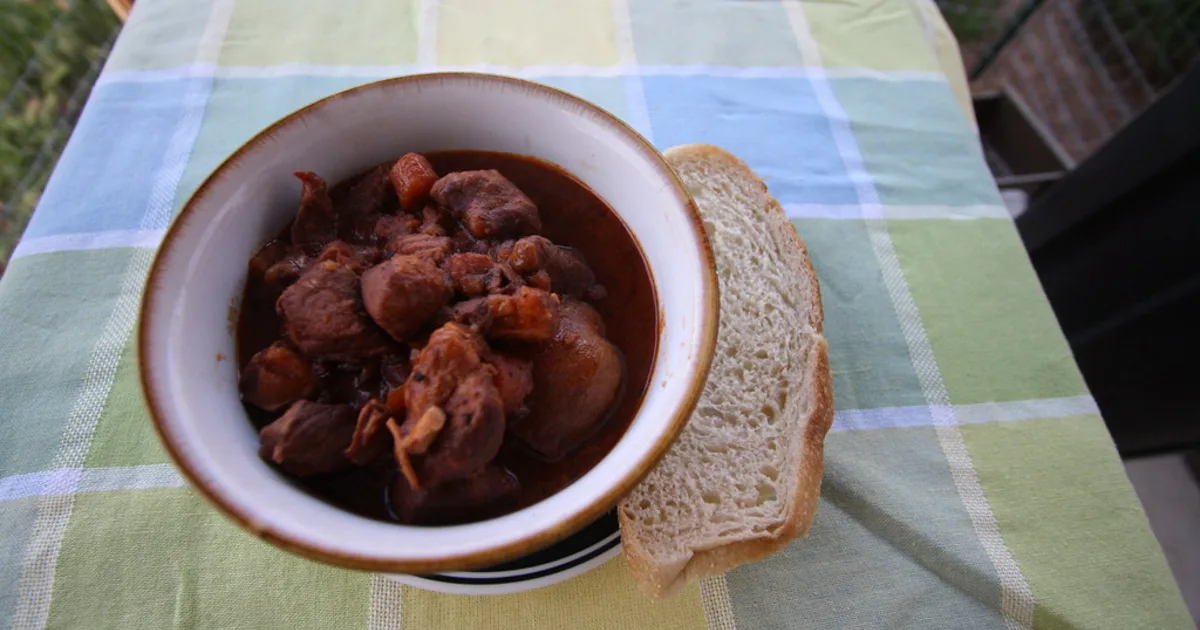Slow-cooked beef and kumara stew in a bowl